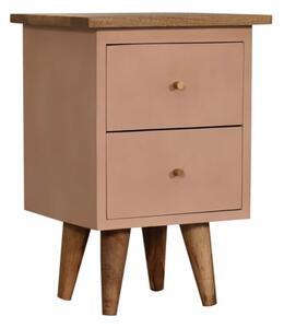 Berth Wooden Bedside Cabinet In Pink Painted And Oak