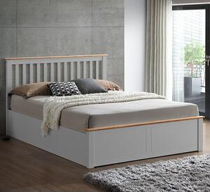 Malmo Wooden Ottoman Storage Double Bed In Pearl Grey