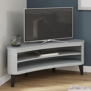 Anfossi Corner Wooden TV Stand In Grey With Black Legs