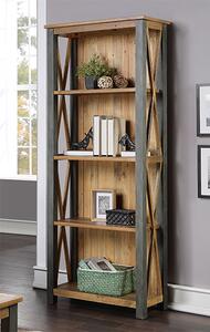 Nebura Tall Wooden 4 Shelves Bookcase In Reclaimed Wood