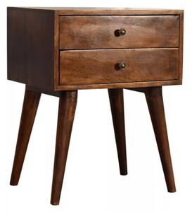 Neligh Wooden Bedside Cabinet In Chestnut With 2 Drawers