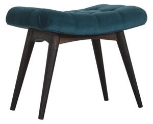 Aqua Velvet Curved Hallway Bench In Teal And Walnut