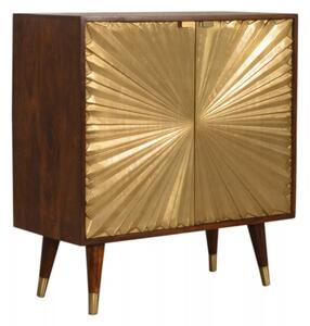 Manila Wooden Storage Cabinet In Chestnut And Gold