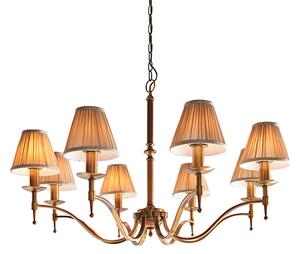 Stanford 8 Lights Pendant In Antique Brass With Beige Shades