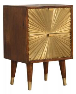 Manila Wooden Bedside Cabinet In Chestnut Gold With 2 Drawers