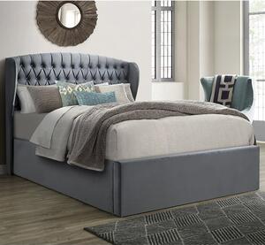 Warwick Velvet Ottoman Storage Double Bed In Grey