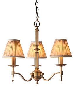 Stanford 3 Lights Pendant In Antique Brass With Beige Shades