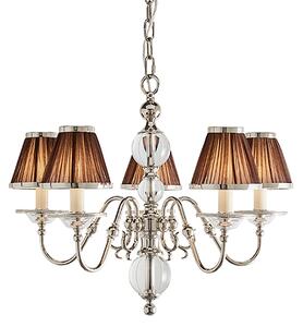 Tilburg 5 Lights Pendant Light In Nickel With Chocolate Shades