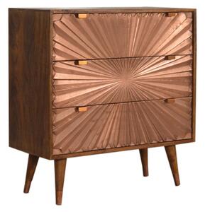 Manila Wooden Chest Of 3 Drawers In Chestnut And Copper