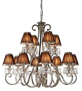 Oksana 12 Lights Pendant Light In Nickel With Chocolate Shades