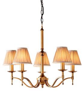 Stanford 5 Lights Pendant In Antique Brass With Beige Shades