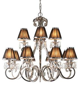 Oksana 12 Lights Pendant Light In Nickel With Black Shades