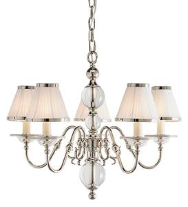 Tilburg 5 Lights Pendant Light In Nickel With White Shades