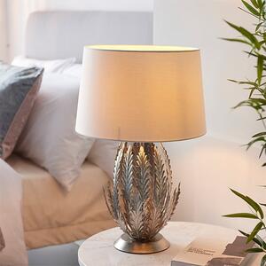 Delphine Leaf Table Lamp In Silver With Ivory Shade