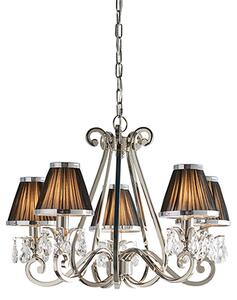 Oksana 5 Lights Pendant Light In Nickel With Black Shades