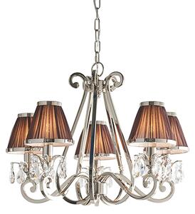 Oksana 5 Lights Pendant Light In Nickel With Chocolate Shades