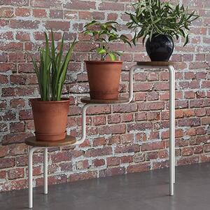 Westar Wooden Plant Stand With White Metal Frame In Walnut