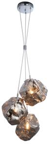 Rock 3 Lights Chrome Glass Shade Pendant Light In Chrome