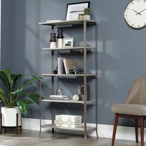 City Centre Wooden Bookcase With 5 Shelves In Champagne Oak