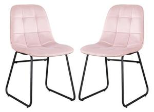 Lyster Baby Pink Velvet Dining Chairs In A Pair