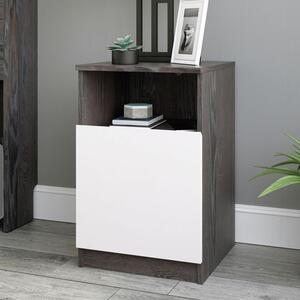 Hayward Wooden Bedside Cabinet In Charcoal Ash And Pearl Oak