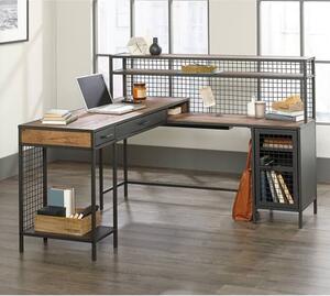 Beckley Wooden L Shaped Laptop Desk In Black And Vintage Oak