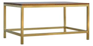 Nutty Wooden Coffee Table In Chestnut With Gold Base