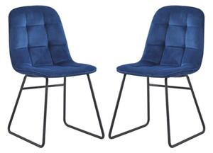 Lyster Sapphire Blue Velvet Dining Chairs In A Pair