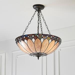 Brooklyn 3 Lights Tiffany Glass Pendant Light In Dark Bronze