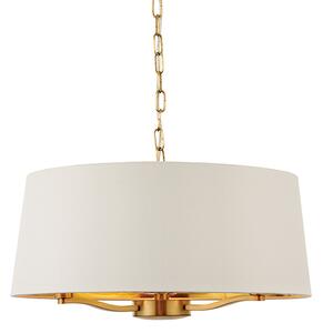 Harvey Round White Shade Pendant Light In Brushed Gold