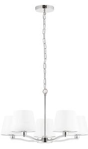 Harvey 5 Lights White Shades Pendant Light In Bright Nickel