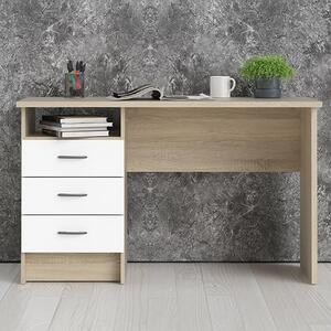 Frosk Wooden Computer Desk In Oak With 3 White Drawers