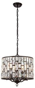 Belle 5 Lights Faceted Glass Pendant Light In Dark Bronze