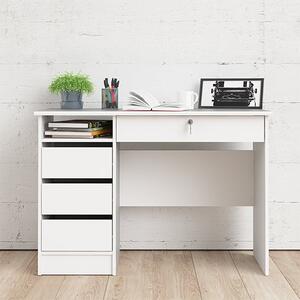 Frosk Wooden Computer Desk With 4 Handle Free Drawers In White