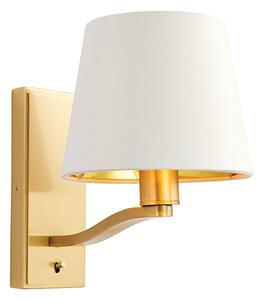 Harvey Vintage White Shade Wall Light In Brushed Gold