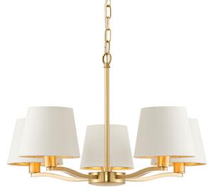 Harvey 5 Lights White Shades Pendant Light In Brushed Gold