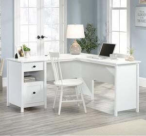 Shaker Wooden L Shaped Laptop Desk In Soft White