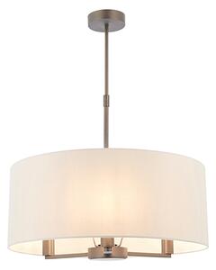 Daley Round White Shades Pendant Light In Dark Bronze