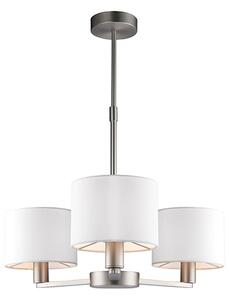 Daley 3 Lights White Shades Pendant Light In Matt Nickel