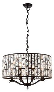 Belle 8 Lights Faceted Glass Pendant Light In Dark Bronze