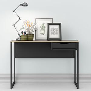 Frosk Wooden Laptop Desk With 1 Drawer In Black With Oak Trim