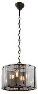 Clooney 4 Lights Smoke Glass Panels Pendant Light In Slate Grey