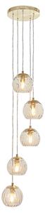 Dimple 5 Lights Dimpled Glass Shade Pendant Light In Champagne