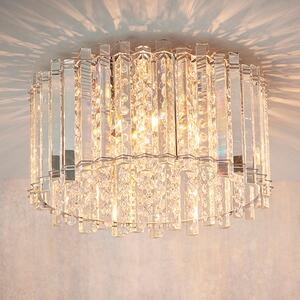 Hanna 4 Lights Clear Crystals Flush Ceiling Light In Chrome