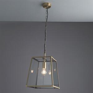 Hurst 1 Light Clear Glass Pendant Light In Matt Antique Brass