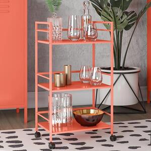 Cerritos Metal Serving Drinks Trolley With 3 Shelves In Orange