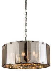 Clooney 8 Lights Smoke Glass Panels Pendant Light In Slate Grey