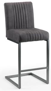 Barras Faux Leather Bar Stool In Charcoal Grey