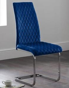 Cadewyn Velvet Cantilever Dining Chair In Blue