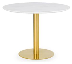 Pahana Round Wooden Dining Table In White Marble Effect